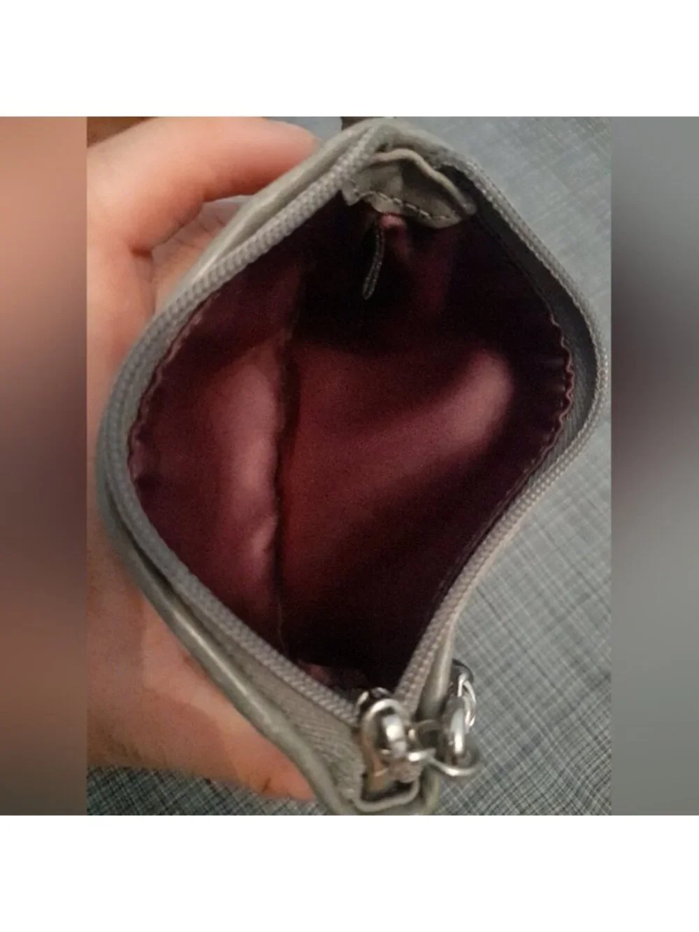 Coach Silver and Gray Signature C Y2K Wristlet